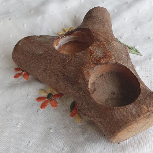 Wooden tealight holder for 2 candles like new, handmade natural wood