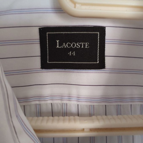 Lacoste men's dress shirt like new, size XL, white with blue and lilac stripes