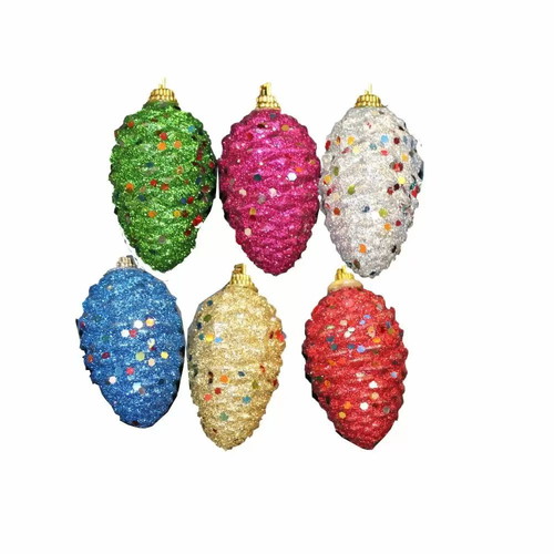 Pine cone ornaments new 6.5 cm pack of 6