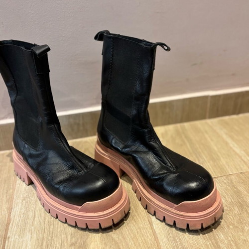 Chelsea Topshop boots used, leather, size 40, black-pink