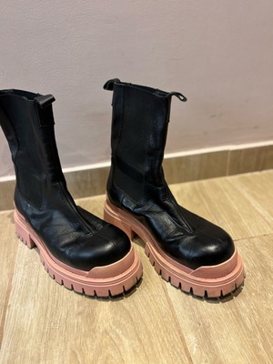 Chelsea Topshop boots used, leather, size 40, black-pink