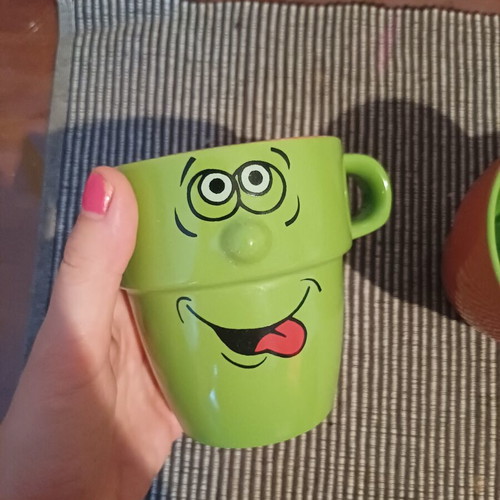 Vintage ceramic mugs Funny Faces set of 2