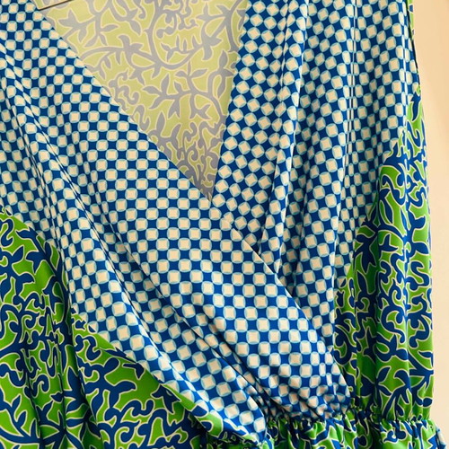 Dress from Italy like new, blue and green, gift earrings included