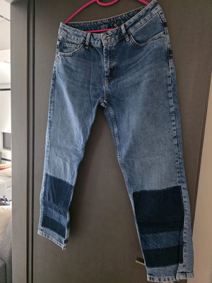 Zara jeans like new, classic mid waist, blue, size 38