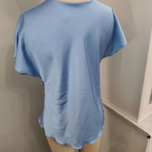Blue satin blouse with twist detail like new, turquoise color