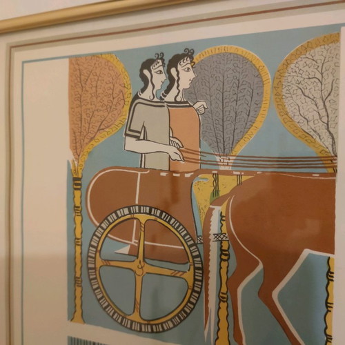 Colored print from Mycenaean frescoes used