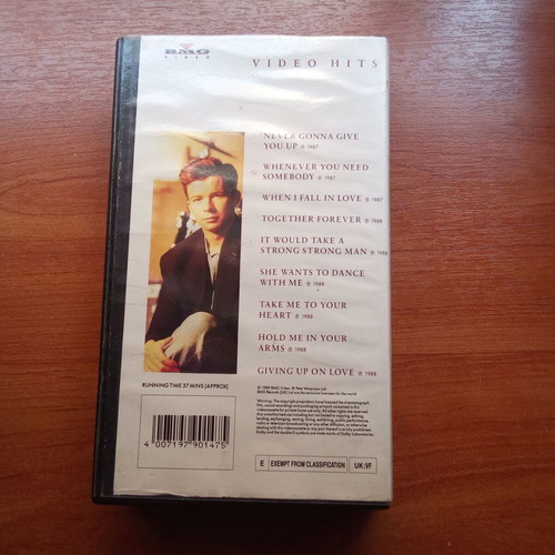 Rick Astley Video Hits VHS tape used, 1980s