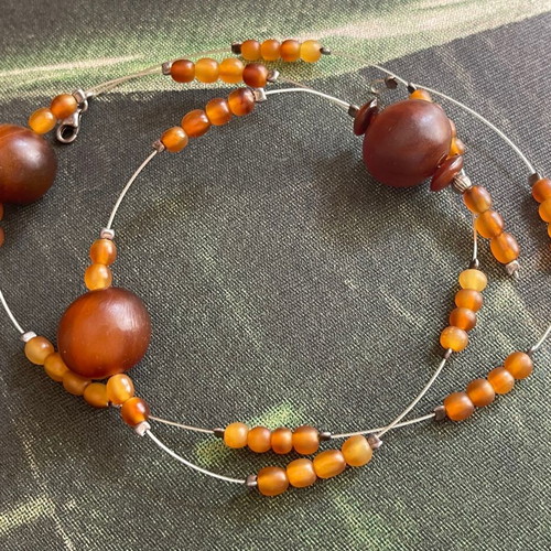 Vintage necklace handmade silver 925 and wood like new