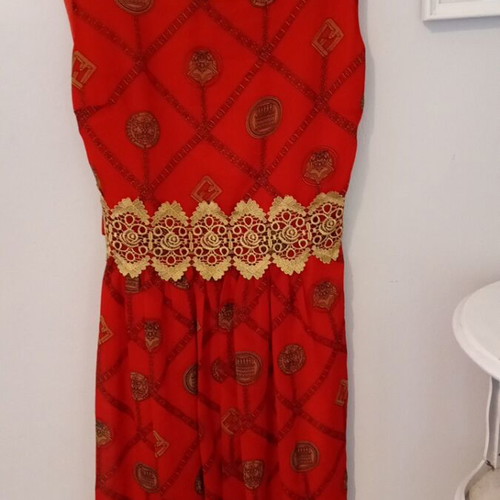 Red dress size M with gold detail, like new