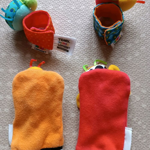 Lamaze rattles used with socks and wristbands