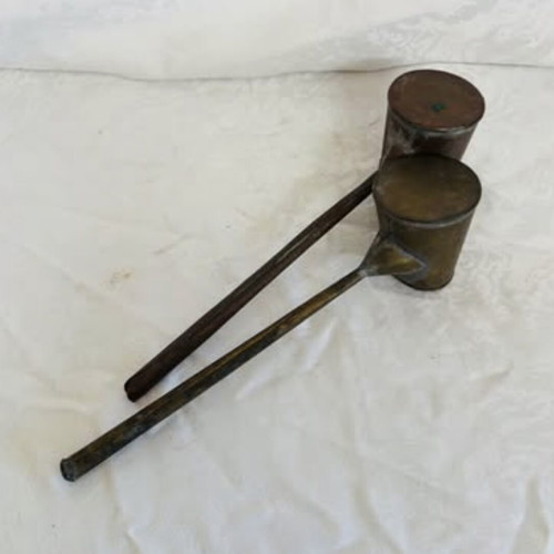 Cypriot Brass Briki for Ouzaki Coffee Used, Set of 2
