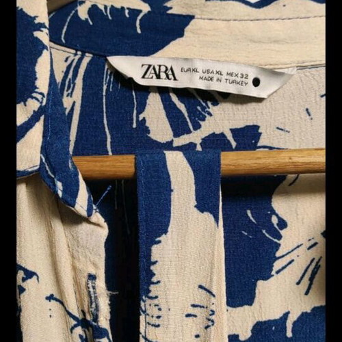 Zara dress XL like new, beige and blue with belt