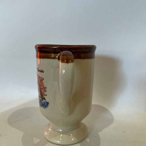 Vintage handmade ceramic Florida souvenir mug used