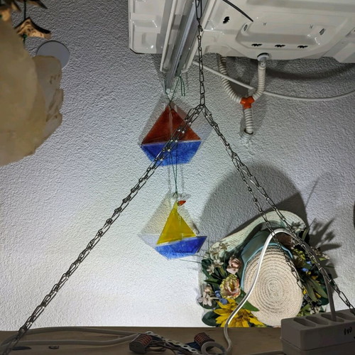 Ceiling light handmade from skateboard used
