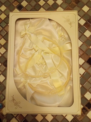 Wedding Stefana new with love knot, Swarovski pearls and boutonnieres