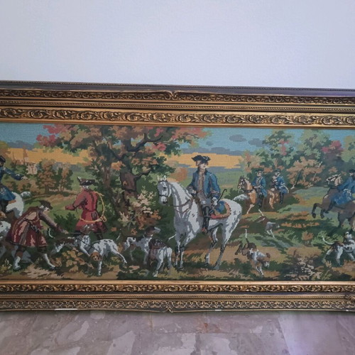 Hand-stitched embroidered painting used in frame 133x65