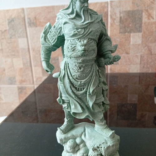Collectible Guan Yu Statue with Metal Guan Dao Weapon, New