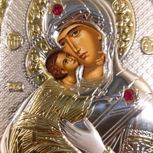 Silver icon Theotokos of Vladimir new with 950 silver
