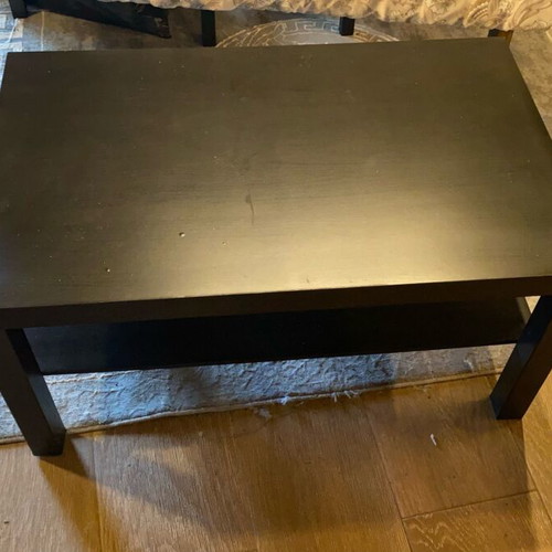Coffee table used, black MDF melamine, 0.90x0.55 m
