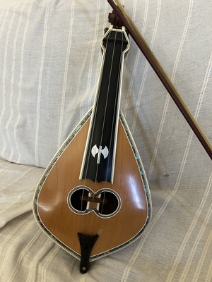 Cretan lyra handmade, like new, white mulberry body, date wood top