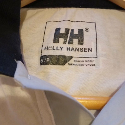 Helly Hansen shirt size S like new, cotton, white with blue black collar