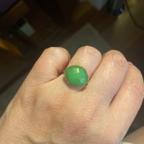 Mazaraki gold-plated silver ring with emerald stone like new