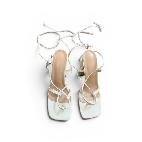 Shein White Sandals with Heel and Lace-Up Size 38 New