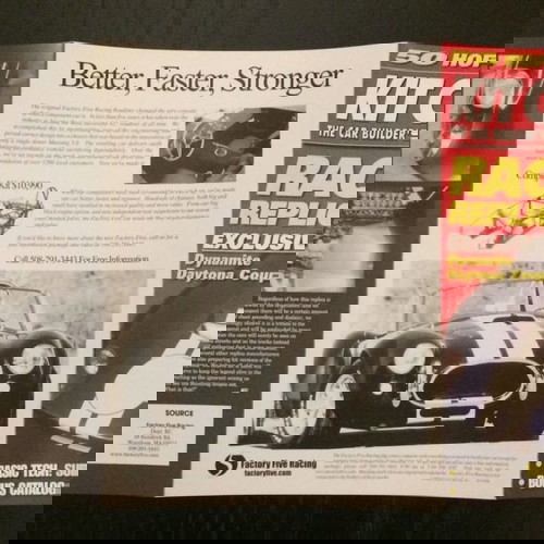 Factory Five Racing Information Package 1998 like new, brochure magazine