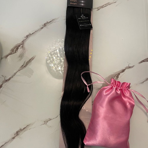 Hair Extension natural hair, black, very long 65 cm, new