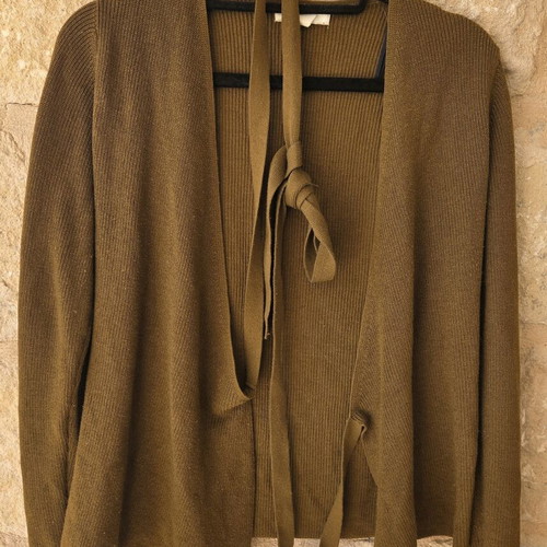 H&M Rib-Knit Wrap Cardigan in Olive Green like new
