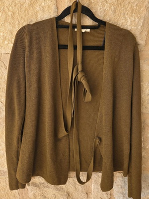 H&M Rib-Knit Wrap Cardigan in Olive Green like new
