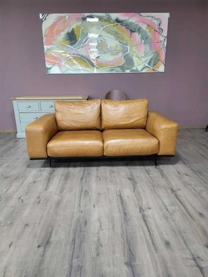 Light Brown Leather Sofa Two-Seater New, 100% Genuine Leather