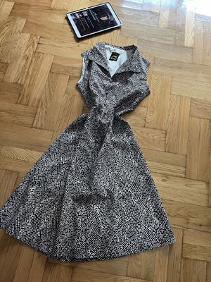 Vintage dress L/40 like new, black and white