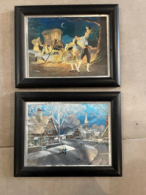 Vintage framed pictures like new, winter landscape and gypsies