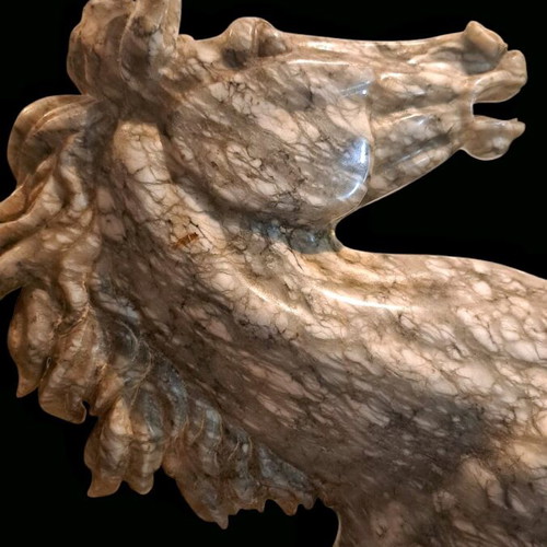 Arabescato marble horse sculpture like new