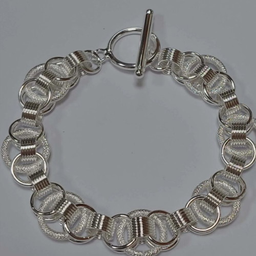 Silver bracelet new, silver plated, 20cm, 10mm thick