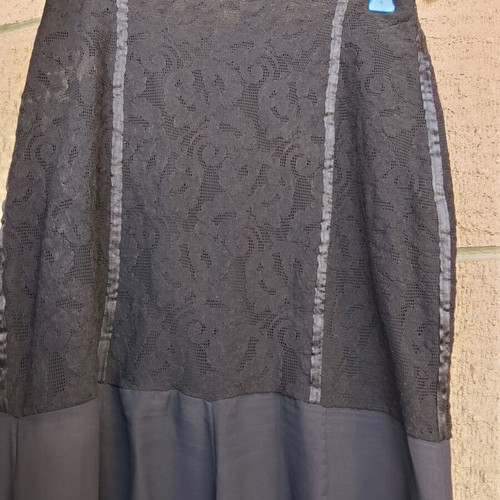 Zig Zag black strapless dress or maxi skirt with lace and chiffon