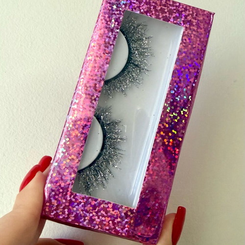 Glitter silver false mink lashes 3D brand new