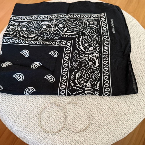 Scarf with gift hoop earrings like new