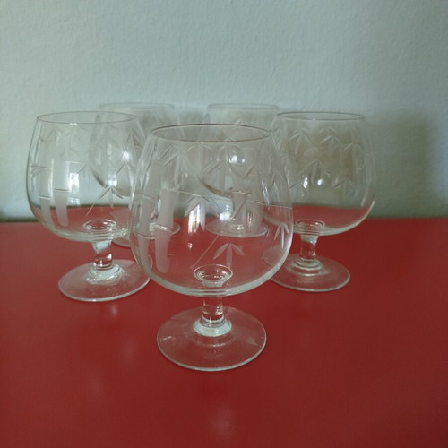 Noritake Vintage Cognac Glasses Set of 5 Bamboo Pattern like new