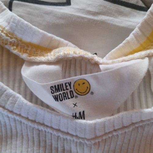 Smiley white and yellow top for girl 9-10 years, H&M