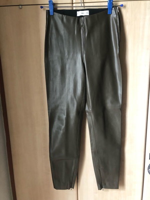 Mango faux leather leggings like new, size small/medium, khaki-green