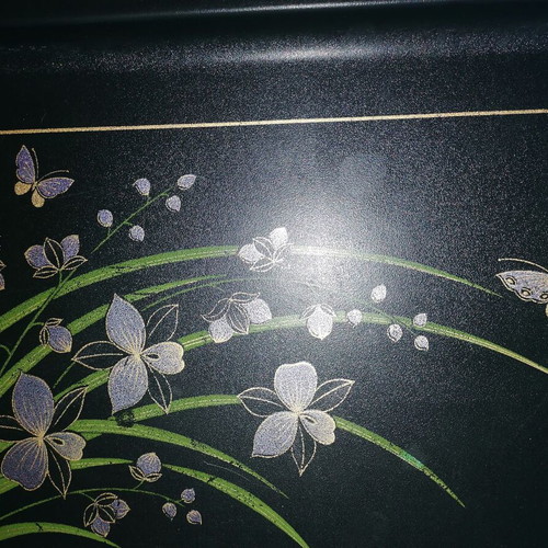 Serving tray used with floral decoration made in Japan