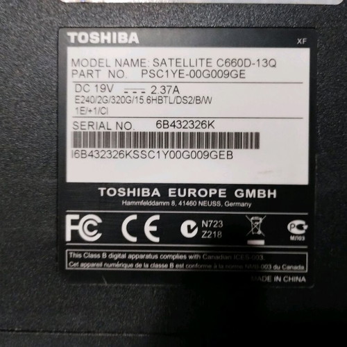 Toshiba Satellite C660D laptop used, AMD E-240 1.5GHz, 4GB RAM, 15.6" LED, 120GB SSD