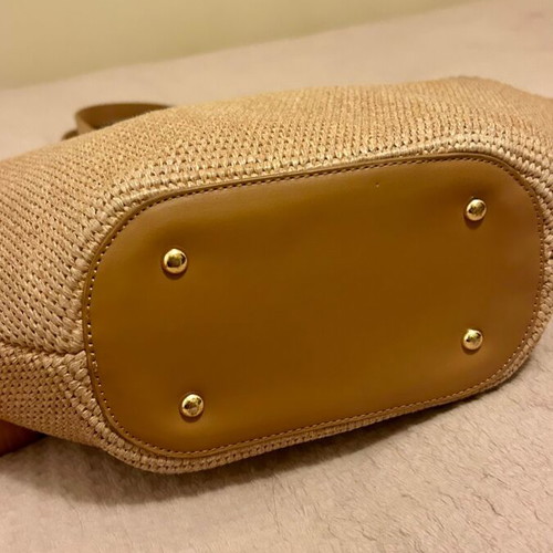 Nolan straw shoulder beach bag like new, beige-brown