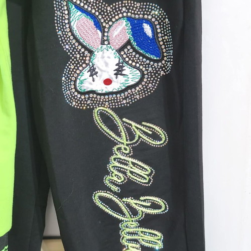 Tracksuit set with rhinestones like new, sizes S-M-L, neon green and black