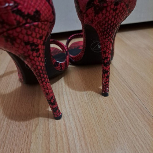 Missguided red snake print sandals like new, size 38