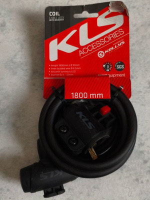 KLS Coil κλειδαριά ποδηλάτου συρματόσχοινο 1800mm με βάση