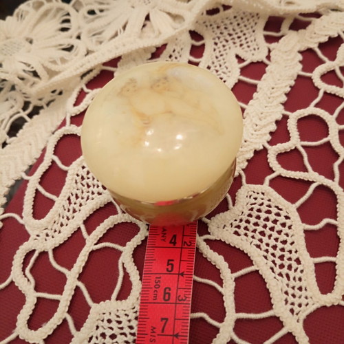 Vintage Alabaster Jewelry Trinket Box hand carved, used