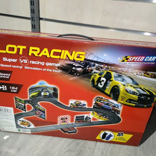 Slot racing track new with two cars in box case